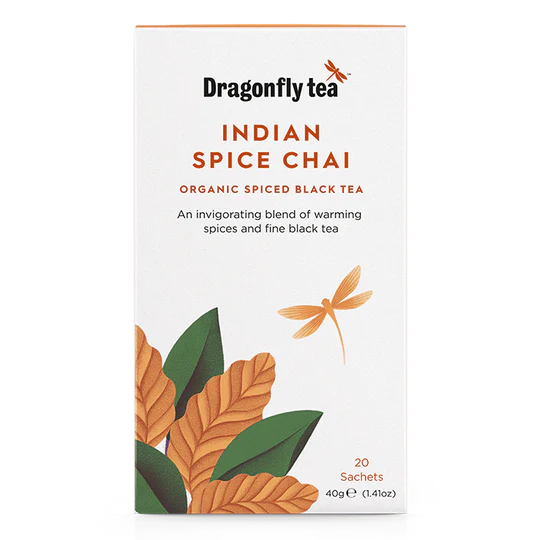 40x Dragonfly Tea Organic India Spice Chai Black 20 Teabags