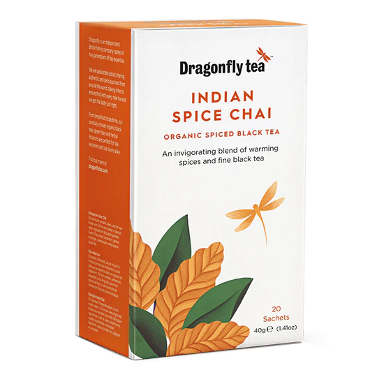 40x Dragonfly Tea Organic India Spice Chai Black 20 Teabags