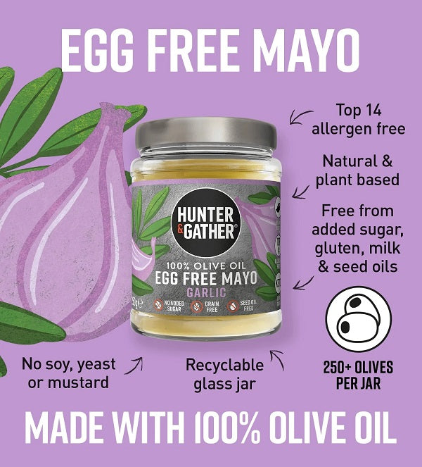 Hunter & Gather Egg Free Garlic Olive Oil Mayo 250g (6pk)