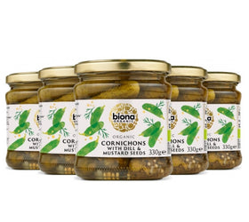 Biona Organic Cornichons With Dill & Mustard Seeds 330g (6pk)
