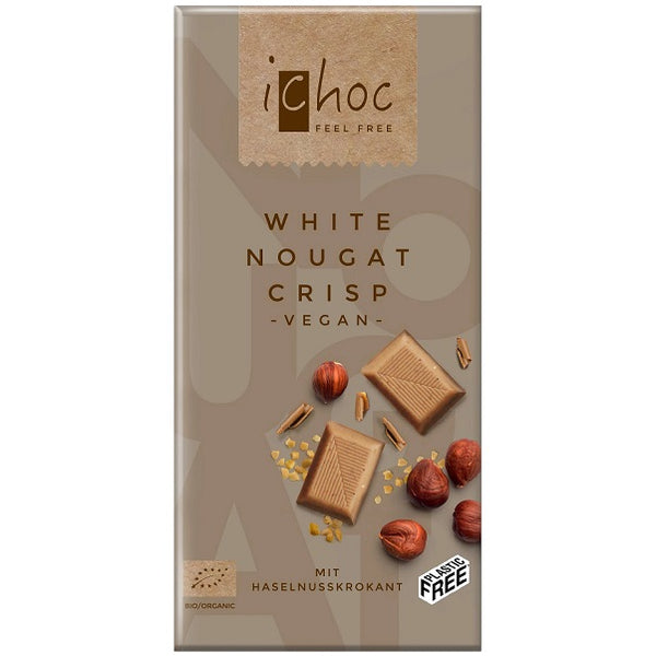 iChoc White Nougat Crisp Rice Chocolate Bar 80g (10pk)
