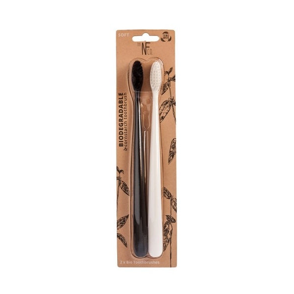 Natural Family Co. Bio Toothbrush - Pirate Black & Ivory Desert (Twin Pack)