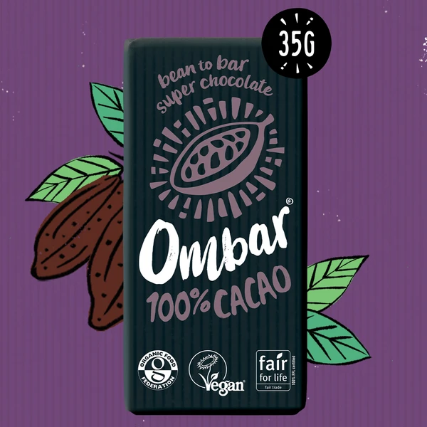 Ombar Vegan 100% Cacao Chocolate Bar 35g