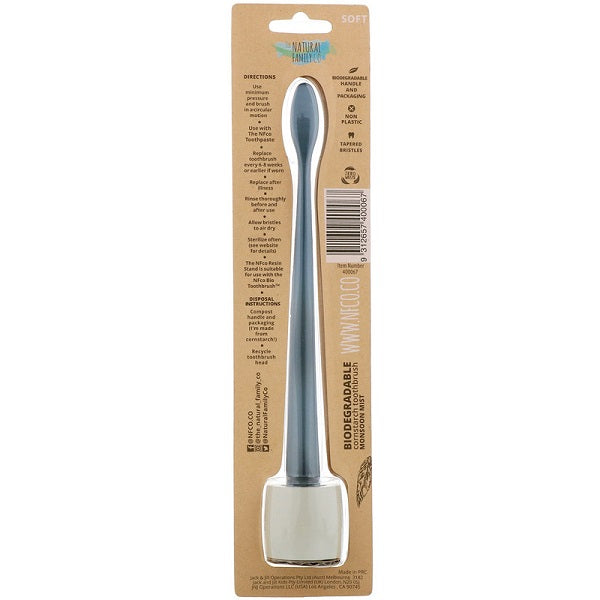 Natural Family Co. Biodegradable Toothbrush & Stand - Monsoon Mist