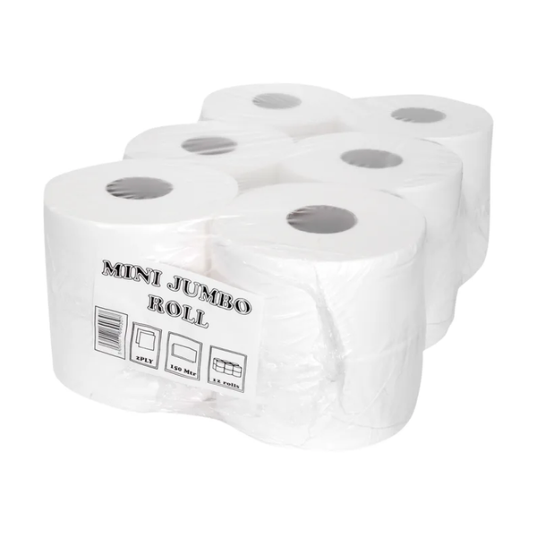 Mini Jumbo 2 Ply White 155m Toilet Rolls (12pk)