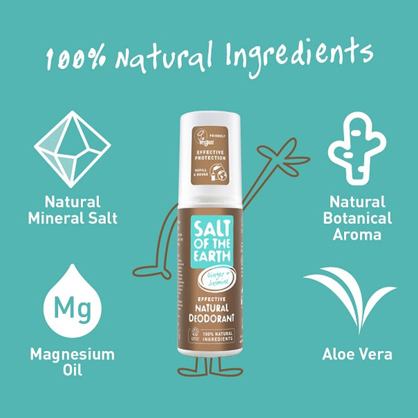 Salt Of The Earth - Ginger & Jasmine Natural Deodorant Spray 100ml