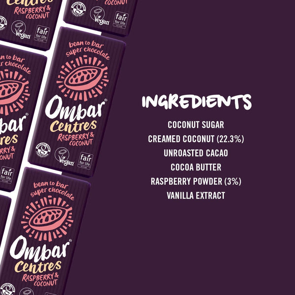 Ombar Centres Raspberry & Coconut Chocolate Bar 35g