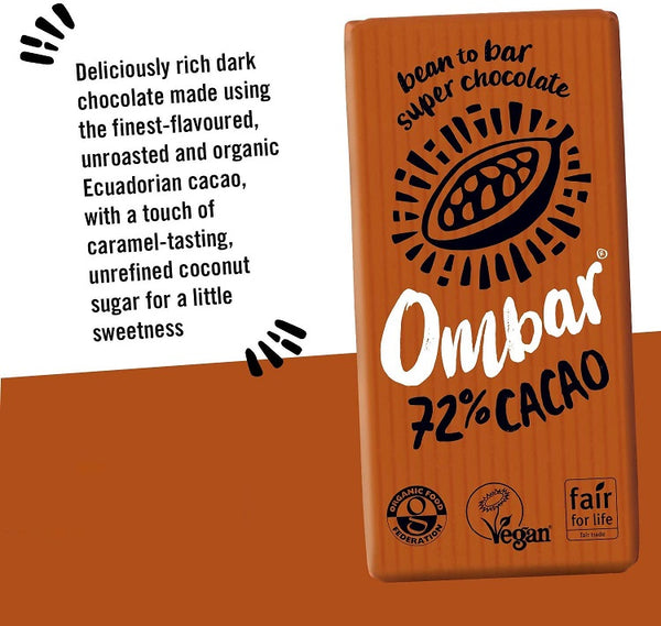 Ombar Vegan 72% Cacao Chocolate Bar 70g