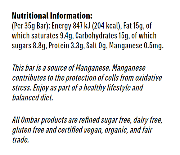Ombar Vegan 72% Cacao Chocolate Bar 35g
