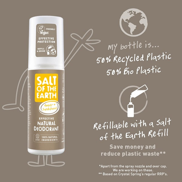 Salt Of The Earth - Amber & Sandalwood Natural Deodorant Spray 100ml