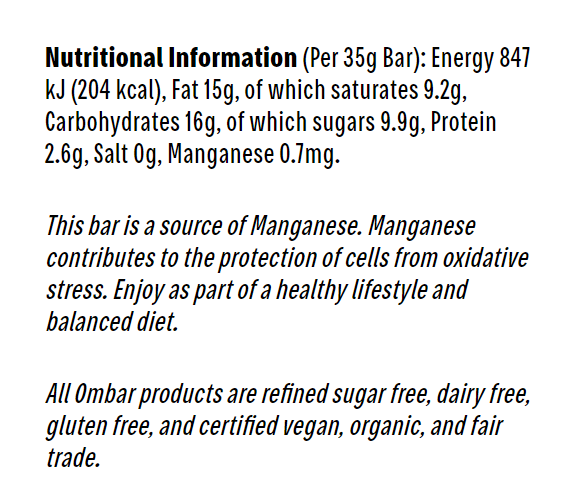 Ombar Vegan Blueberry & Acai Chocolate Bar 35g