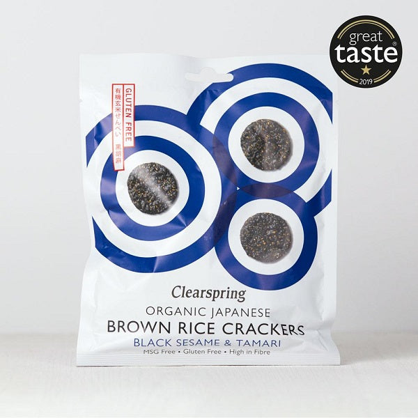 Clearspring Organic Japanese Brown Rice Crackers - Black Sesame 40g