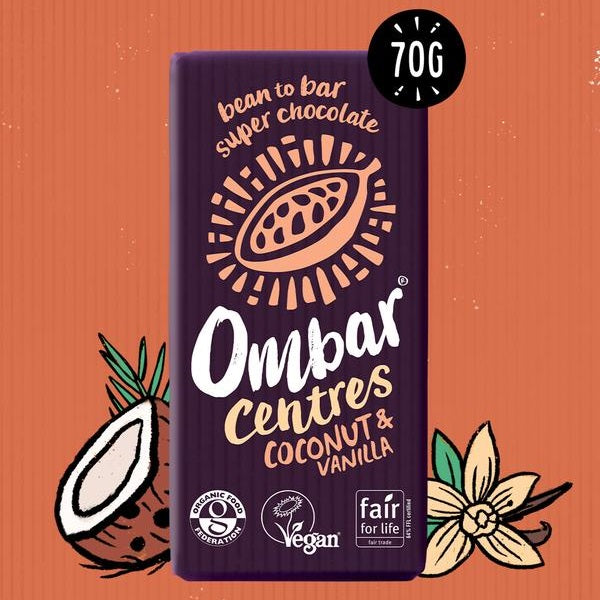 Ombar Centres Coconut & Vanilla Chocolate Bar 70g