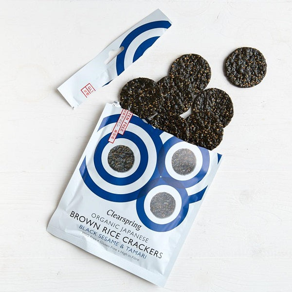 Clearspring Organic Japanese Brown Rice Crackers - Black Sesame 40g
