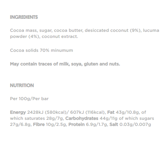 Doisy & Dam Coconut & Lucuma Dark Chocolate Bar 80g