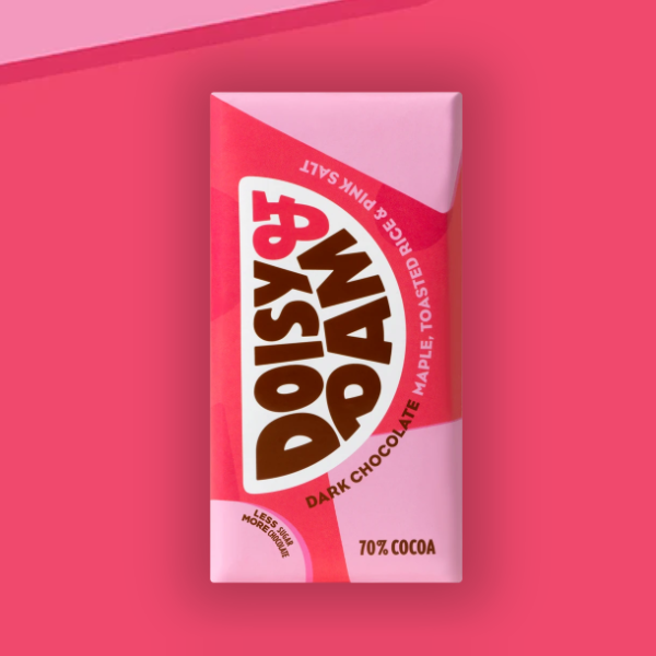 Doisy & Dam Maple, Toasted Rice & Pink Salt Dark Chocolate Bar 80g