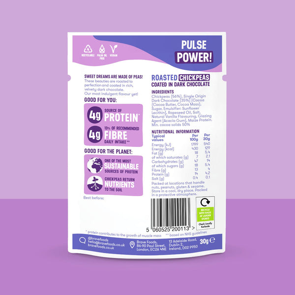 Brave Roasted Chickpeas - Dark Chocolate 30g