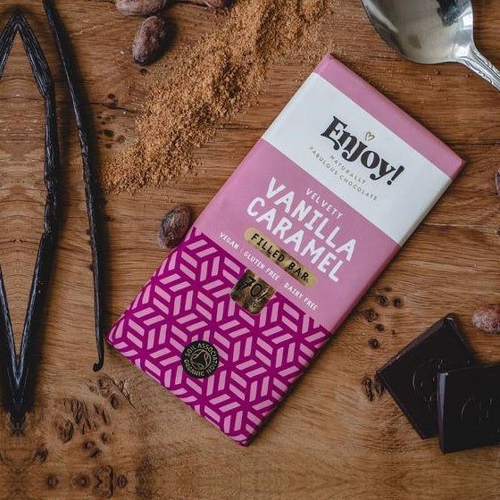 Enjoy! Velvety Vanilla Caramel Filled Chocolate Bar 70g