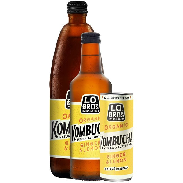 Lo Bros Organic Ginger & Lemon Kombucha 330ml (12pk)