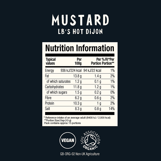 HLTHPUNK Organic Mustard LB's Hot Dijon 150g