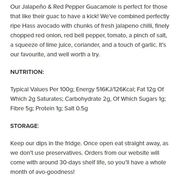 Holy Moly Jalapeno & Red Pepper Guacamole Dip 150g