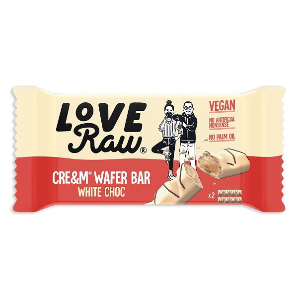 LoveRaw White Choc Cre&M Filled Wafer Bars 43g