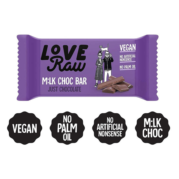 LoveRaw Just Chocolate M:Lk Choc Bar 30g (6pk)