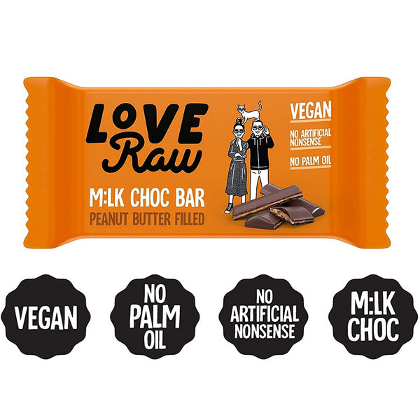 LoveRaw Peanut Butter Filled M:Lk Choc Bar 30g (6pk)