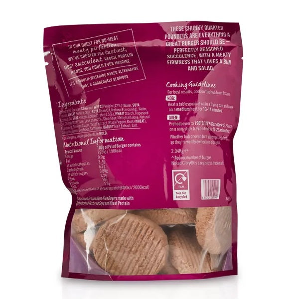 Naked Glory Meat-Free Vegan Burgers (Jumbo Pack) 1.9kg