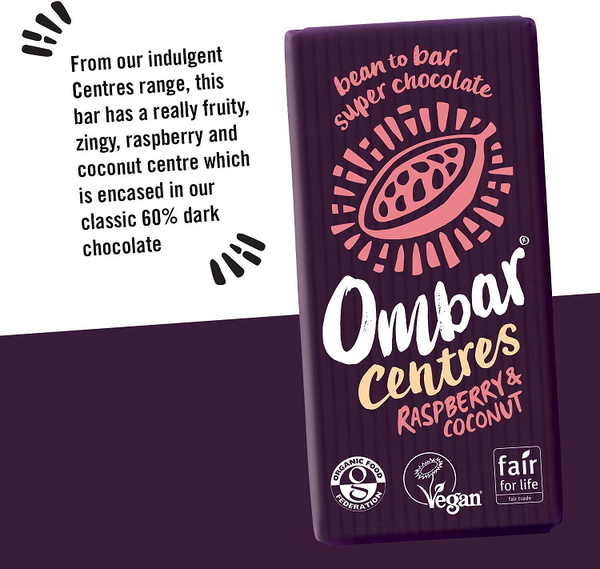 Ombar Centres Raspberry & Coconut Chocolate Bar 35g