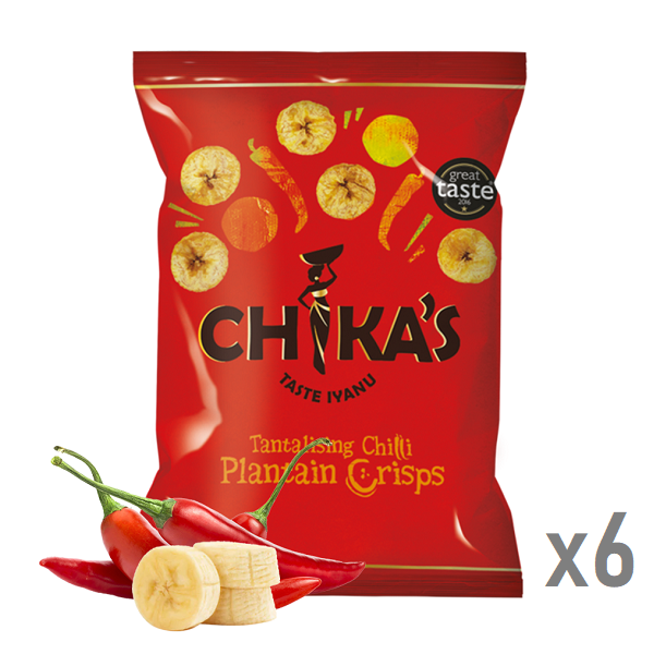Chika's Hand Cooked Tantalising Chilli Plantain Crisps 35g (6pk)