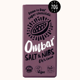 Ombar Vegan Salt & Nibs Chocolate Bar 70g