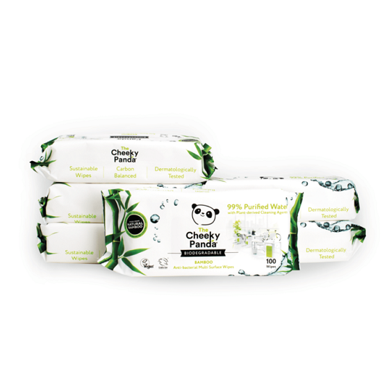 The Cheeky Panda Biodegradable Bamboo Antibacterial Multi Surface Wipes (100pk)