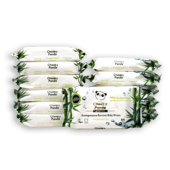 The Cheeky Panda Sensitive Biodegradable Bamboo Baby Wipes (64pk)