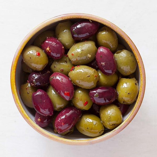 Real Olive Co. Chilli & Garlic Tricolore Olives Deli Pot 185g