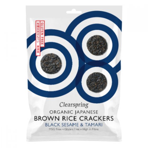 Clearspring Organic Japanese Brown Rice Crackers - Black Sesame 40g