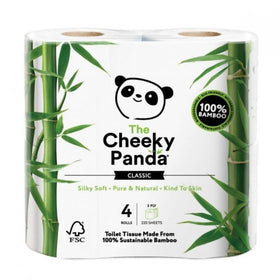The Cheeky Panda Eco Friendly 3ply Bamboo Toilet Paper Rolls (4pk)