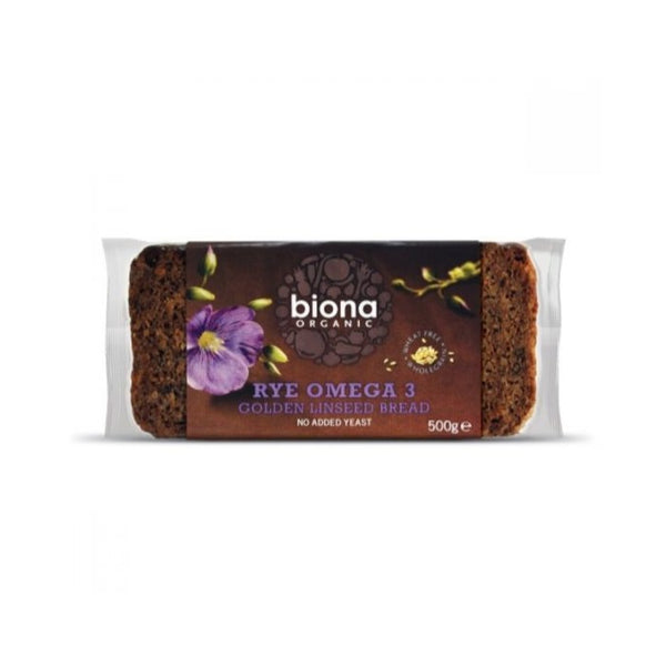 Biona Organic Rye Omega 3 Golden Linseed Bread 500g