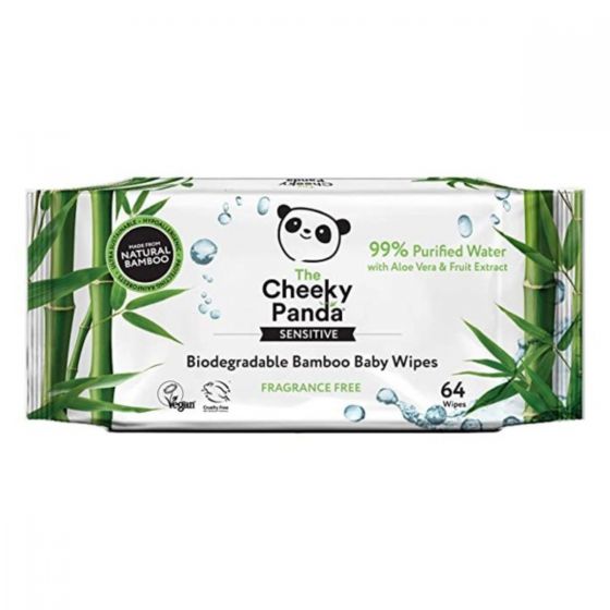 The Cheeky Panda Sensitive Biodegradable Bamboo Baby Wipes (64pk)