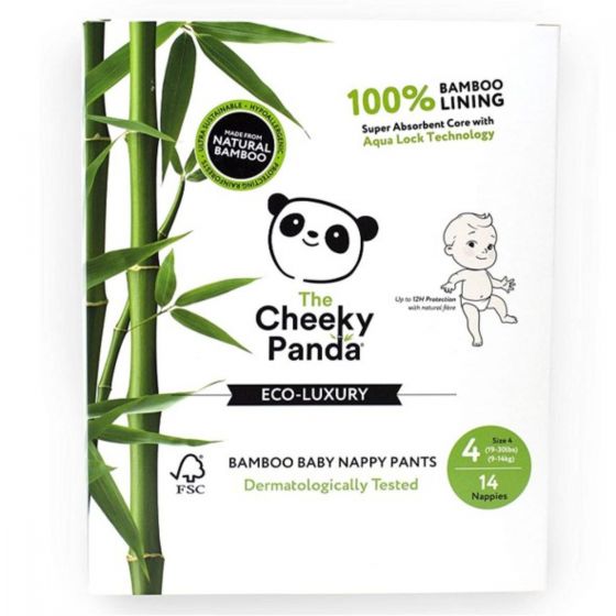The Cheeky Panda Eco-Luxury Bamboo Baby Nappy Pants Size 4 (9-14kg) (14pk)