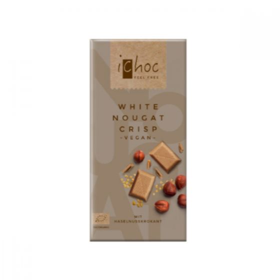 iChoc White Nougat Crisp Rice Chocolate Bar 80g (10pk)