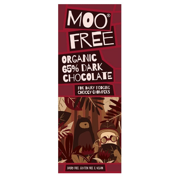 Moo Free Premium Dairy-Free Organic 65% Dark Chocolate Bar 80g