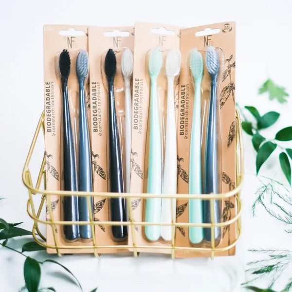 Natural Family Co. Bio Toothbrush - Pirate Black & Ivory Desert (Twin Pack)