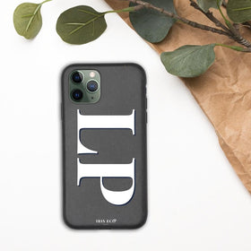 Iris Eco Biodegradable iPhone Case with Personalised Initials in Black & White