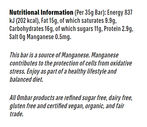 Ombar Centres Raspberry & Coconut Chocolate Bar 35g