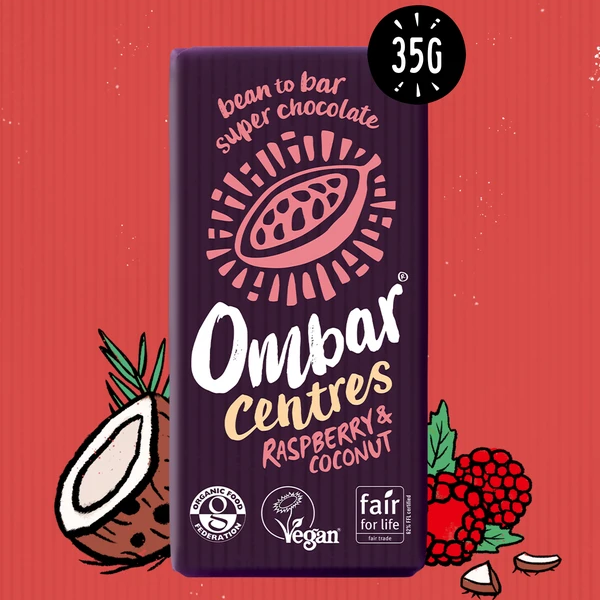 Ombar Centres Raspberry & Coconut Chocolate Bar 35g