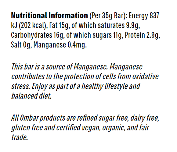 Ombar Centres Coconut & Vanilla Chocolate Bar 35g