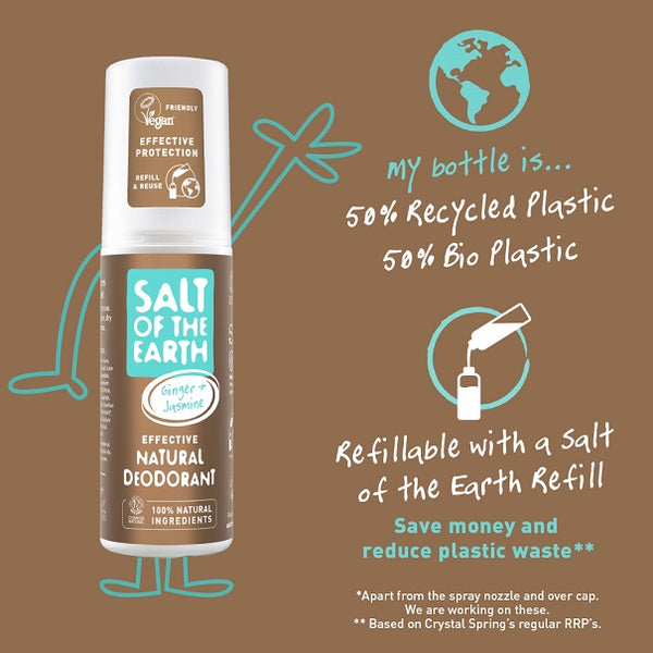 Salt Of The Earth - Ginger & Jasmine Natural Deodorant Spray 100ml