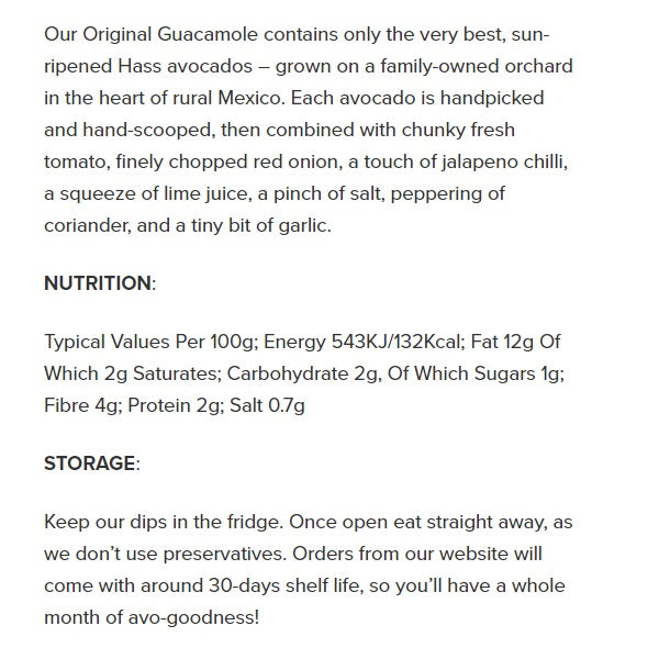 Holy Moly Original Guacamole Dip 150g