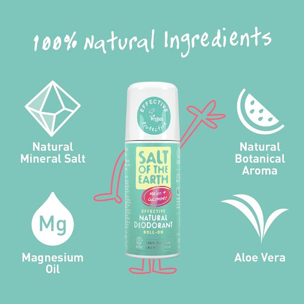 Salt Of The Earth - Melon & Cucumber Natural Deodorant Roll On 75ml